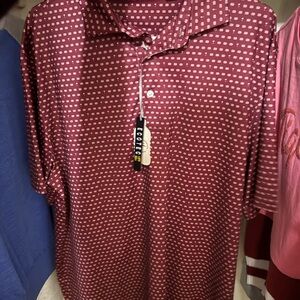 Eton Men's Burgundy and White Patterned Shirt